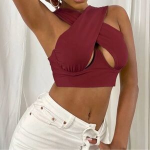 Cross Wrap Crop Tank Top